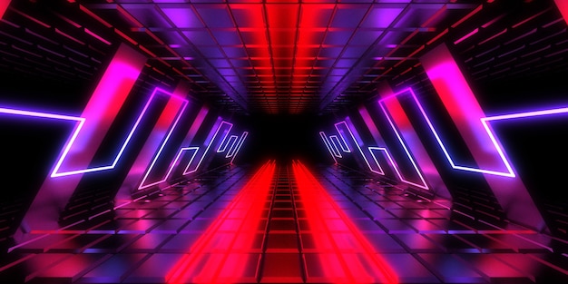 Fondo abstracto 3D con luces de neón.