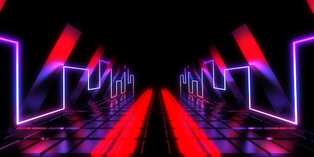Fondo abstracto 3D con luces de neón.