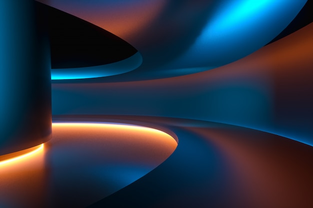 Fondo abstracto en 3D con luces de neón