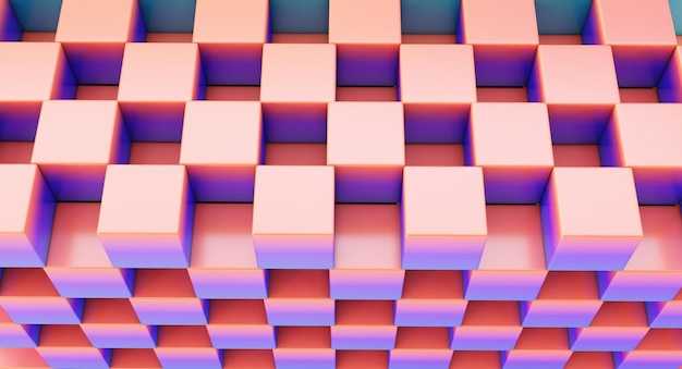 Fondo abstracto 3d. Representación 3D de la ilustración de blockchain de formas de cubo