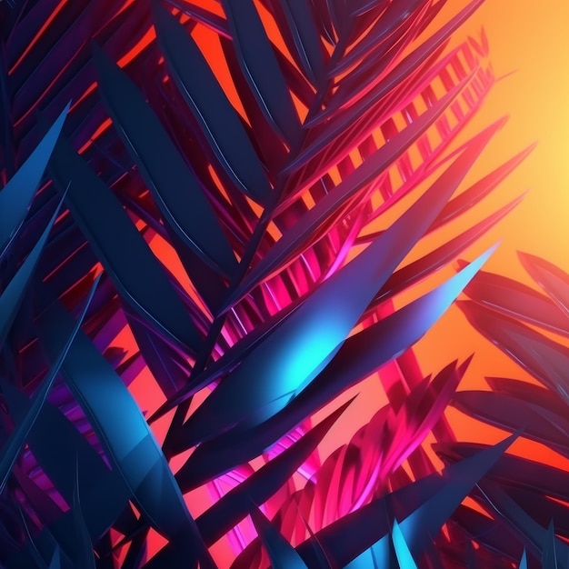 Fondo abstracto 3D temático tropical brillante