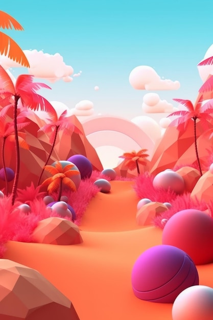 Fondo abstracto 3D temático de verano tropical