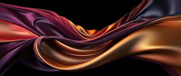 Fondo abstracto con 3D Wave Bright Gold y Purple Gradient Silk Fabric