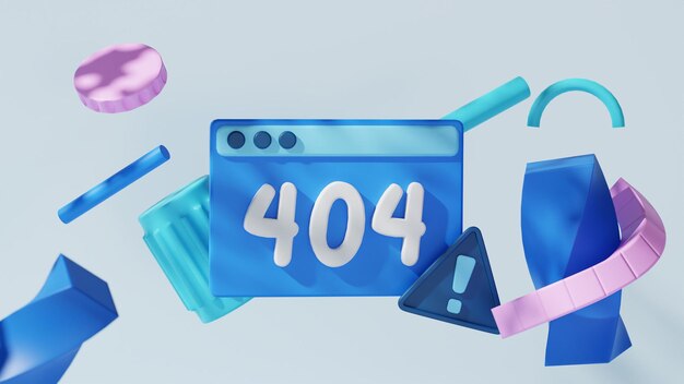Un fondo abstracto con 404 no encontrado icono 3D con fondo claro