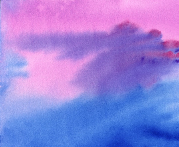 Foto fondo abstracto de acuarela, textura pintada a mano, manchas de acuarela azul, violeta y rosa. diseño de fondos, papeles pintados, carátulas y embalajes.