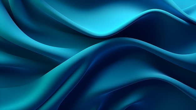 Fondo abstracto con ai generativo de tela de seda degradada azul 3D