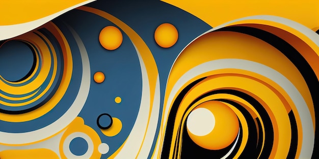 Un fondo abstracto amarillo y azul con un diseño en espiral