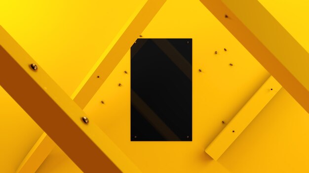 Fondo abstracto amarillo con varios tornillos en la superficie