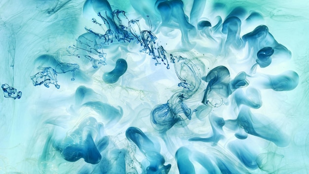 Fondo abstracto de arte fluido líquido Pintura acrílica azul océano de humo galáctico submarino
