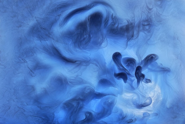 Fondo abstracto de arte fluido líquido Pintura acrílica azul océano de humo galáctico submarino