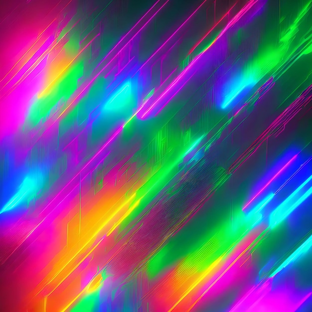 Fondo abstracto de arte generativo de luz led de color neón por AI