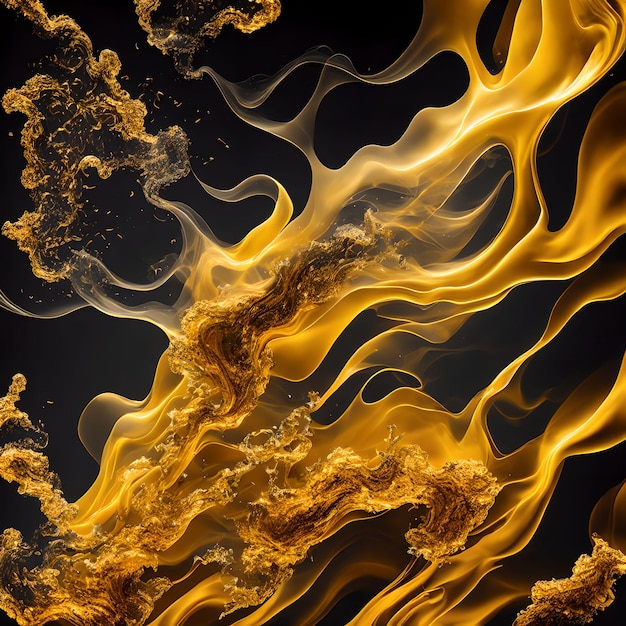 Fondo abstracto del arte generativo de nube de humo negro y dorado de lujo de AI