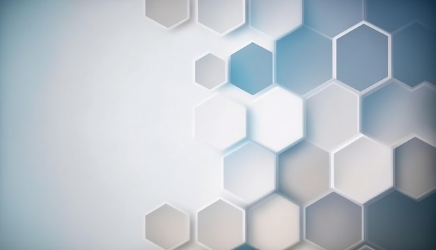 Fondo abstracto azul hexagonal con elementos geométricos hexagonales