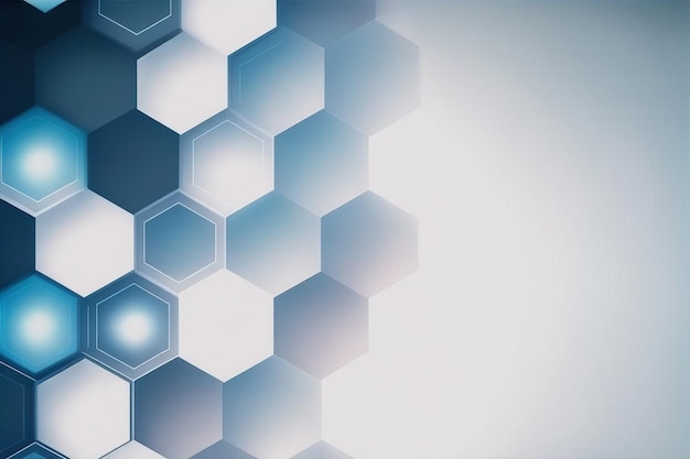 Fondo abstracto azul hexagonal con elementos geométricos hexagonales