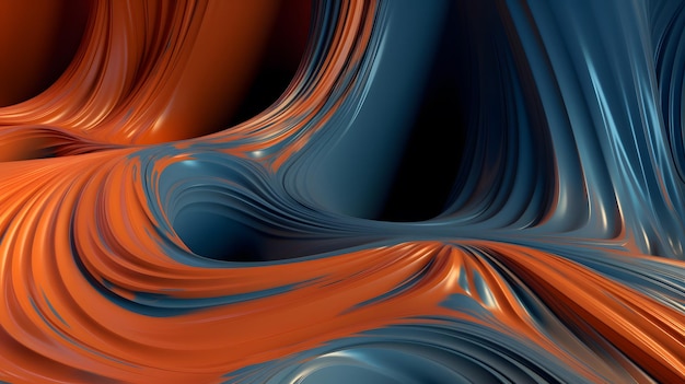 Un fondo abstracto azul y naranja con un remolino de líneas naranjas y azules.