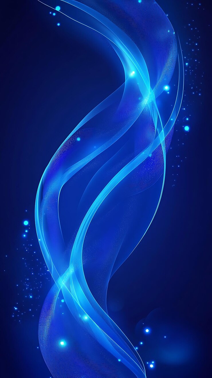 un fondo abstracto azul con una onda curva y estrellas