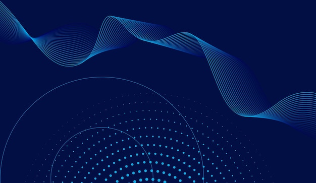 Fondo abstracto azul oscuro futurista Línea de onda de gradiente moderno y diseño de medio tono