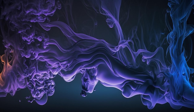 Un fondo abstracto azul y violeta con una gota de líquido en el medio.