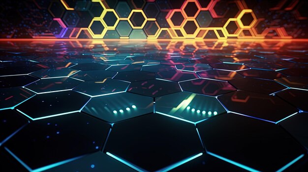 Foto fondo abstracto con azulejos hexagonales patrón hexagonal de estilo tecnológico ia generada