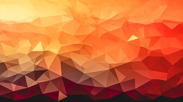 Fondo abstracto de baja poli de triángulos en colores rojo naranja amarillo ai generativo