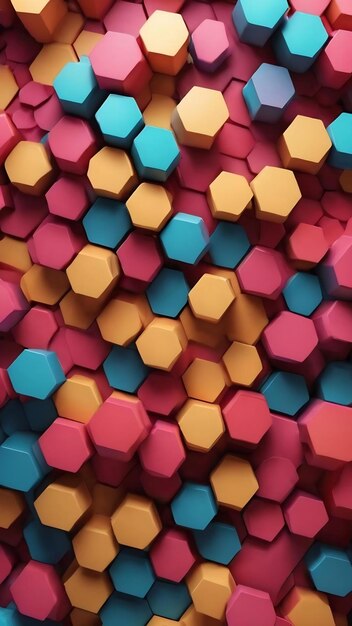 Fondo abstracto basado en elementos hexagonales volumétricos aleatorios ilustración 3d