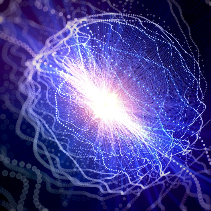 Foto fondo abstracto de big data de infografías de datos visuales con puntos y líneas de neón