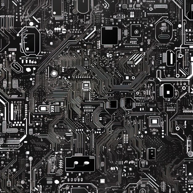 Foto un fondo abstracto en blanco y negro de una placa de circuitos con la palabra mac en él