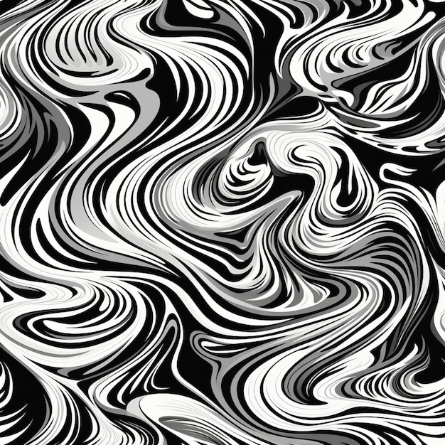 un fondo abstracto en blanco y negro con remolinos y líneas generativas ai
