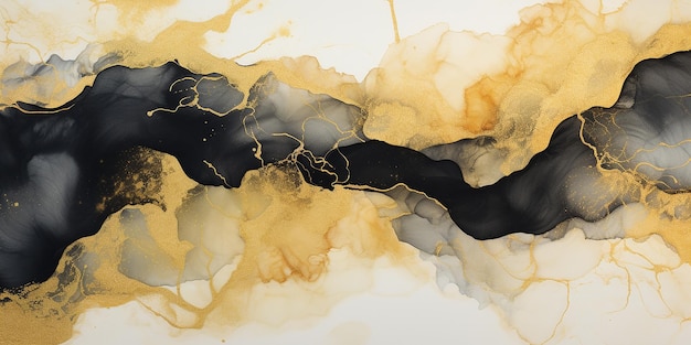 fondo abstracto en blanco y negro con venas y manchas de oro textura de piedra tinta de alcohol