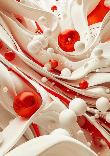 Foto un fondo abstracto blanco y rojo con burbujas
