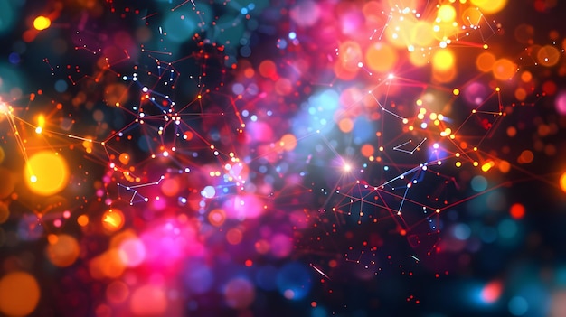 Fondo abstracto con bokeh colorido y red
