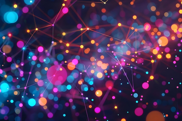 Fondo abstracto con bokeh y líneas coloridas