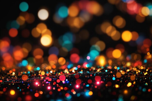 fondo abstracto de bokeh de luz colorida desfocado en fondo negro