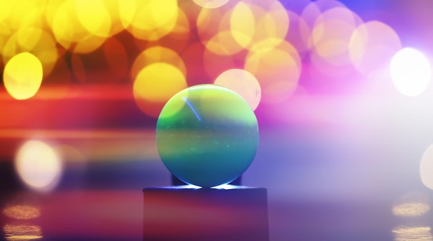 Fondo abstracto con bola brillante y bokeh Adivinación y predicción del destino