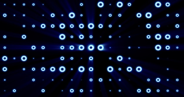Fondo abstracto de bombillas luminosas azules brillantes de círculos y puntos de energía