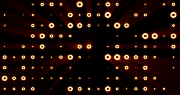 Fondo abstracto de bombillas luminosas de color amarillo naranja brillante de círculos y puntos