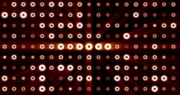 Fondo abstracto de bombillas luminosas de color amarillo naranja brillante de círculos y puntos