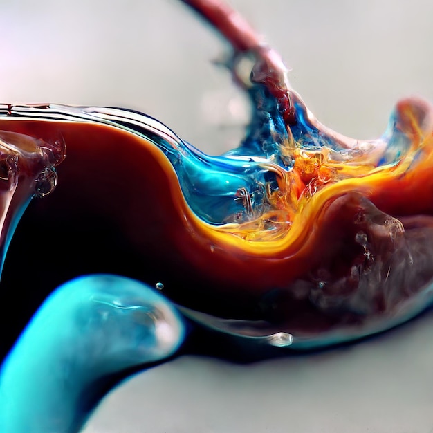 Fondo abstracto brillante con formas fluidas 3d y colores neón