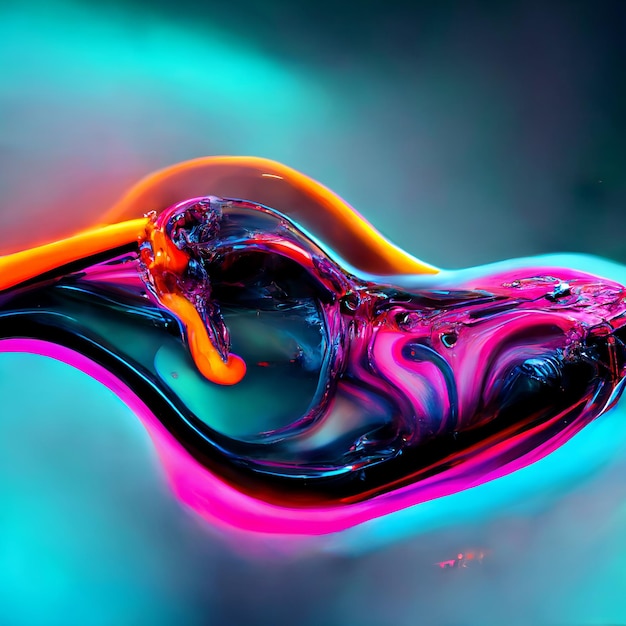 Foto fondo abstracto brillante con formas fluidas 3d y colores neón