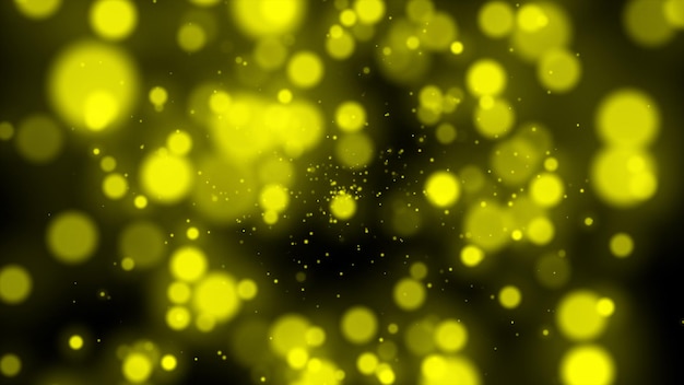 Fondo abstracto de brillo Bokeh enciende banner desenfocado amarillo