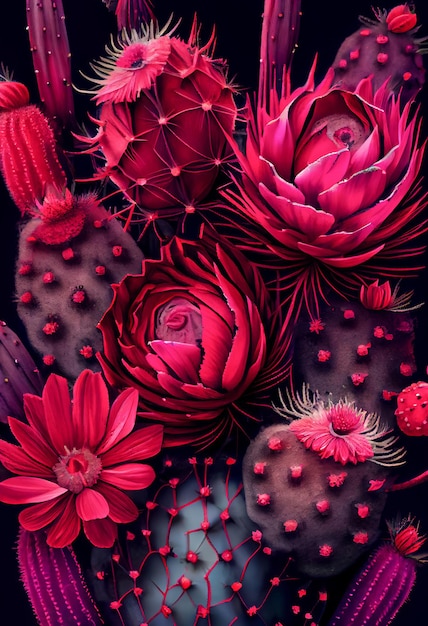 Fondo abstracto de cactus magenta floral