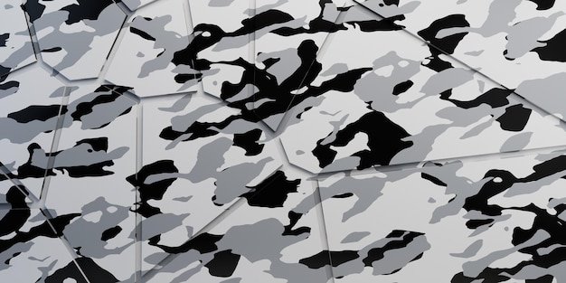 Fondo abstracto de camuflaje del ejército de invierno de nieve con grietas. ilustración 3d renderizado 3d