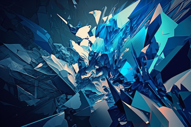 Fondo abstracto caótico con una mezcla de formas azules claras y oscuras dispuestas de forma aparentemente aleatoria