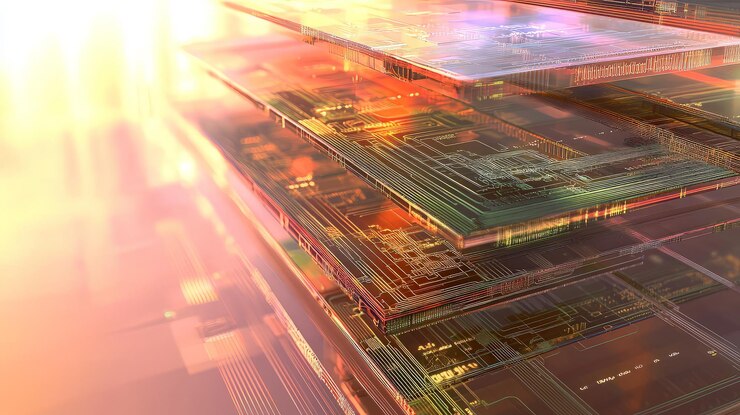 Fondo abstracto de capas apiladas de vidrio con una sensación tecnológica futurista