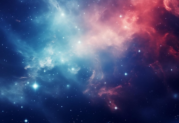 Fondo abstracto de un cielo espacial con nebulosas y nubes