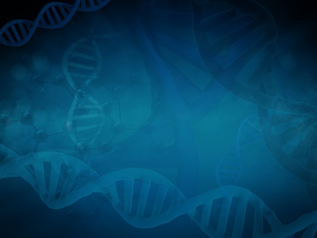 Fondo abstracto de ciencia con estructura de ADN y molécula