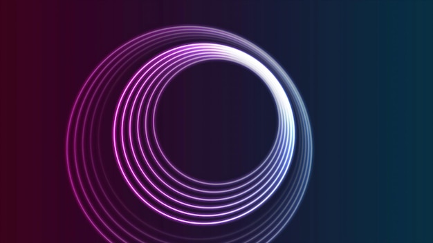 Fondo abstracto de círculos brillantes de neón colorido