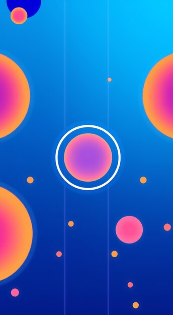 Fondo abstracto con círculos de colores y líneas blancas en un gradiente azul