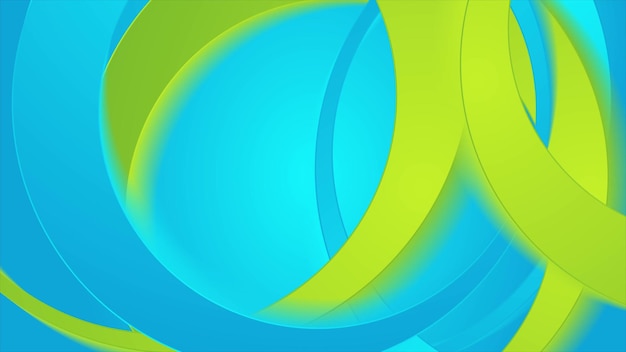 Fondo abstracto de círculos geométricos verdes y azules brillantes