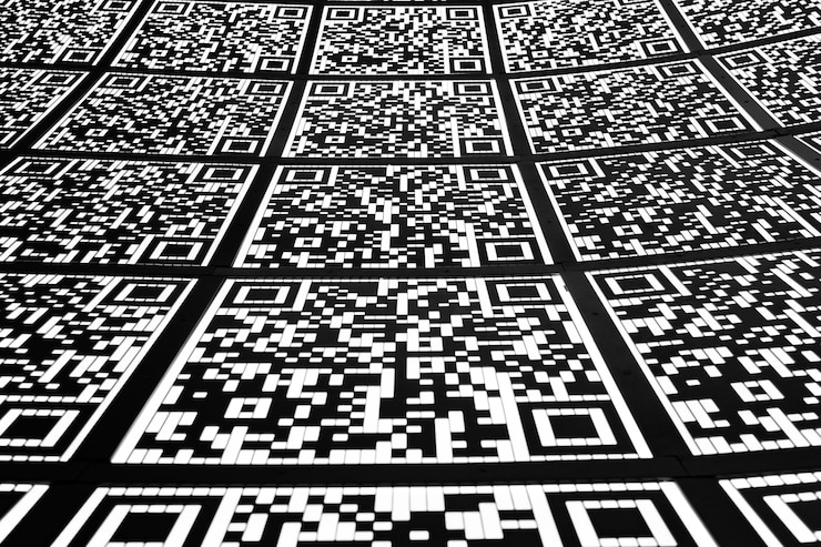 Foto fondo abstracto del código qr (abreviado de código de respuesta rápida)